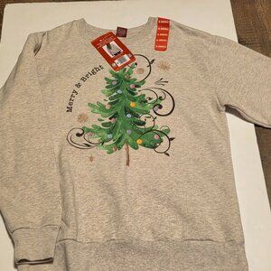Christmas "Merry & Bright" Off White/Cream Sweatshirt - Size XS - Brand Dec 25th